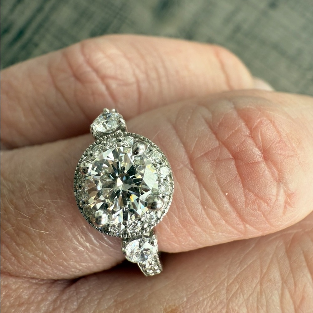 .87 GIA certified diamond in stunning setting 1.46 total natural diamonds